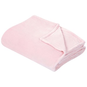 Coperta rosa Bayburt (200x220 cm) in morbido poliestere, ideale per zona giorno e notte.