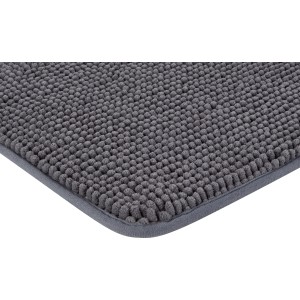 Dettaglio del tappetino da bagno baliv grigio scuro (40x60 cm) in poliestere.