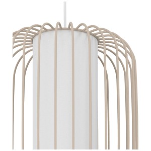 Lampada a sospensione beige Eglo Terrarossa con paralume in filo d'acciaio e cilindro in tessuto, Ø 24 cm.