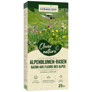 Gazon fleuri alpin Clever Nature, 25 m², pour une pelouse riche en espèces et résistante.