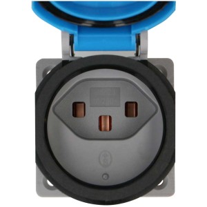 Prise encastrable Type 23, IP55, gris clair-bleu, pour programmes d'interrupteurs en saillie.