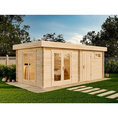 Alpholz Holz-Gartenhaus Flachdach Unbehandelt 920 cm x 320 cm
