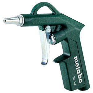 Pistola soffiaggio aria compressa Metabo BP 10, verde scuro, con grilletto e ugello argento. Accessorio per compressore.