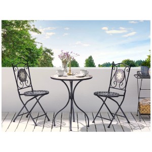Set bistro Beliani Cariati in metallo nero per balcone o giardino.