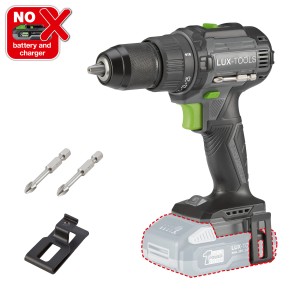Avvitatore a batteria LUX A-BS-20 B, senza batteria/caricabatterie, con inserti e clip da cintura.