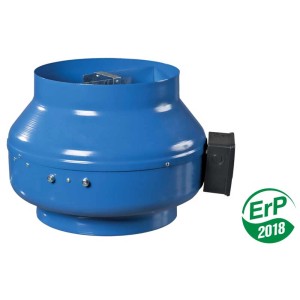 Ventilateur de conduit radial bleu, Ø 125 mm, pour systèmes de conduits plats et ronds.