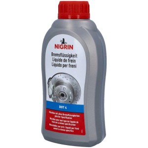 Liquide de frein Nigrin DOT4, bouteille de 500ml pour une performance de freinage optimale.