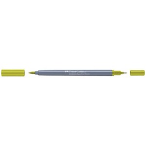 Feutre double Faber-Castell Goldfaber Aqua, vert mai-jaunâtre, avec deux pointes et capuchons amovibles.