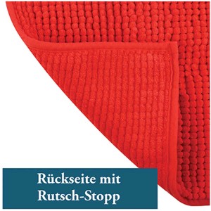 Tappeto bagno rosso MSV Chenille (50x80 cm) con rivestimento antiscivolo.