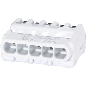 Morsetto a leva bianco a 5 poli per conduttori 0.2-2.5 mm², set da 10.