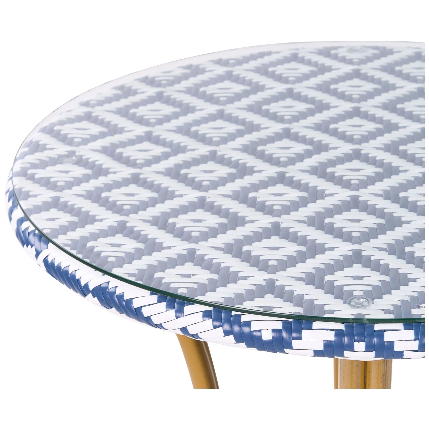 Beliani Tavolino da esterno Rifreddo in rattan PE blu Ø 70 x 72 cm