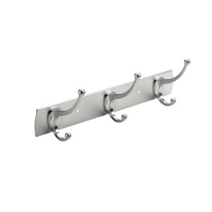 Appendiabiti Hettich con 3 ganci, design in alluminio/zinco opaco.