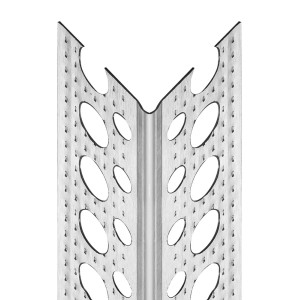 Paraspigolo in alluminio per cartongesso, 23,5x23,5x2500 mm, per protezione bordi.