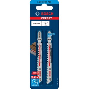 Lames de scie sauteuse Bosch Expert T 144 DHM, lot de 2. Lames pour bois et autres matériaux.