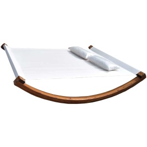 Acamp Schaukelliege Pattaya aus FSC®-Holz mit weißem Bezug und Kissen. Entspannung pur!