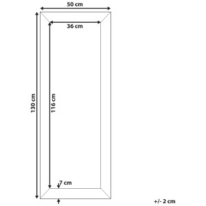 Immagine con dimensioni dello specchio da parete Mervent Bianco, 50 x 130 cm.