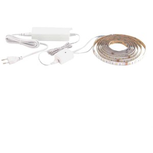 Striscia LED Eglo Zigbee RGB CCT 11W/5m, arrotolata con alimentatore e controller.