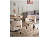Beliani Chaise de salle à manger Sanilac Bouclé Blanc 2 pcs