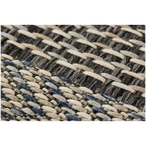 Dettaglio del tappeto Andiamo Clyde in beige-antracite, un tappeto per esterni con texture intrecciata.