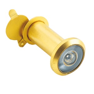 Alpertec Türspion Optik 180° poliert, goldfarben mit Verschlusskappe.