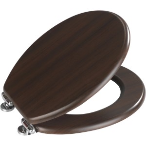 Wenko Sedile WC Wengé MDF FSC® con chiusura ammortizzata e cerniere cromate.