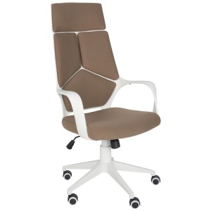 Sedia da ufficio marrone Beliani Delight con struttura bianca e schienale alto.