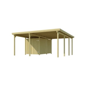 Carport singolo Weka con ripostiglio, legno, 512x579 cm. Ideale come riparo e deposito.