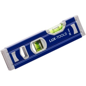 LUX Alu-Wasserwaage Classic, 20 cm, blau, mit horizontaler und vertikaler Libelle.