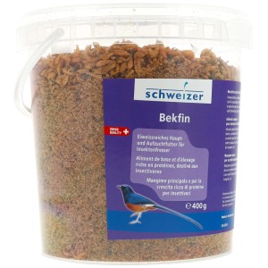 Eric Schweizer Bekfin 400g: Alimento supplementare per insettivori in un secchio.