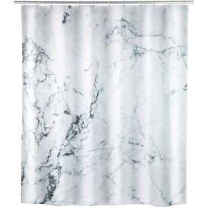 Wenko Duschvorhang Onyx, 180x200 cm, mit Marmor-Design und Duschvorhangringen.