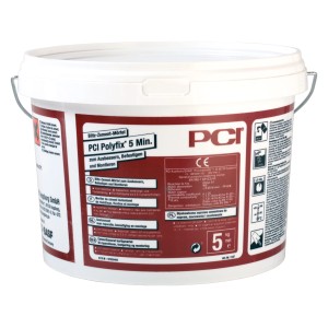 Secchio di PCI Polyfix 5 Minuti, 5 kg di malta cementizia a presa rapida per riparazioni, fissaggi e montaggi.