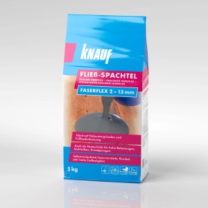 Knauf Fließspachtel Faserflex 15, sac de 5 kg. Enduit autolissant, renforcé de fibres et flexible.