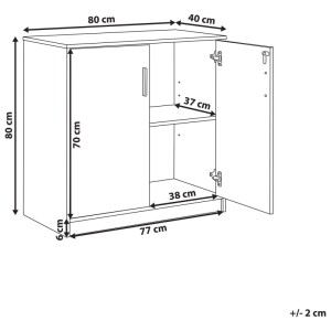 Beliani Armoire de bureau Zehna marron clair/blanc 80 x 80 x 40 cm