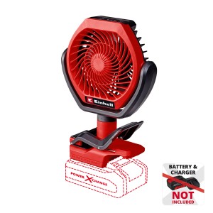 Einhell GC-CF 18/110 Li-Solo ventilatore a batteria, ventilatore compatto rosso con clip.