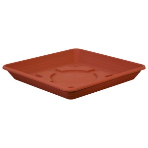 Sottovaso quadrato Geli Nora in terracotta, 40x40 cm, per vasi.