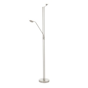 Moderna lampada da terra a LED Baya in nichel opaco con tre luci per soggiorno e ufficio.