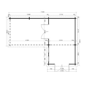 Plan de la sauna de jardin Finntherm Quinta ISO, 520x720 cm, avec dimensions.