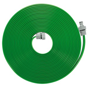 Gardena tubo irrigatore 15 m verde, arrotolato con connettori.