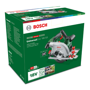Sega circolare a batteria Bosch UniversalCirc 18V-53 nella scatola, strumento potente.