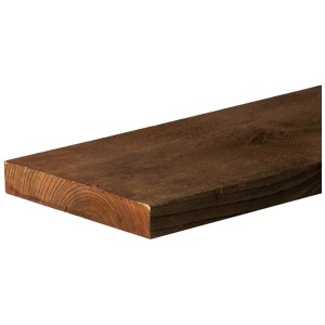 Tavola in legno di abete impregnato marrone, lunghezza 2,5 m, per recinzioni e schermi.