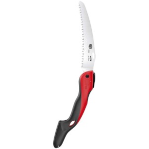 Scie d'élagage pliante Felco 603 avec manche rouge et noir. Scie pour jardin et entretien des arbres.