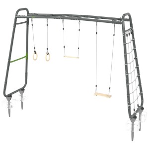 Exit Getset Monkeybar MB310 struttura da arrampicata con altalena, anelli e rete da arrampicata per sport e fitness in giardino.