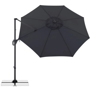Doppler Ampelschirm Life 310, anthrazit, Ø 310 cm. Dreh- und neigbarer Marktschirm mit UV-Schutz.