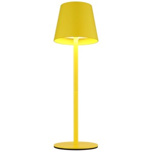 Lampe de table LED sans fil jaune Globo Vannie I, métal, Ø 11,5 cm, hauteur 36 cm.