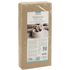 Pâte à modeler blanche non chamottée (10 kg) de Glorex, emballée.