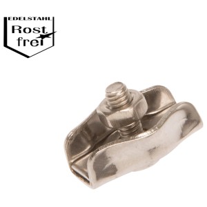 Simplex-Klemme aus Edelstahl für Seile bis 6mm. Rostfreier Beschlag für sichere Verbindungen.