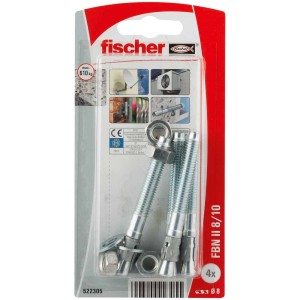 Fischer Ancoraggio bullone FBN II 8/10 K NV, set da 4 pezzi, acciaio zincato.