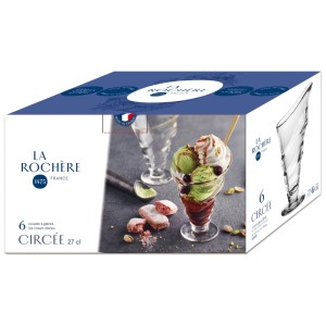 Set di coppe gelato La Rochere Circee, 6 coppe in vetro trasparente da 27 cl nella scatola.