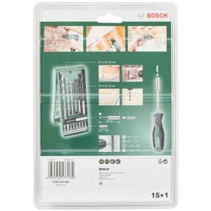 Set di punte e inserti Bosch Mini-X-Line 16 pezzi con punte, inserti e cacciavite.