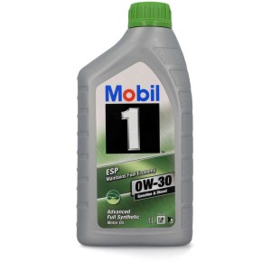 Huile moteur Mobil 1 ESP 0W-30, bouteille de 1 litre. Huile pour moteurs essence et diesel.